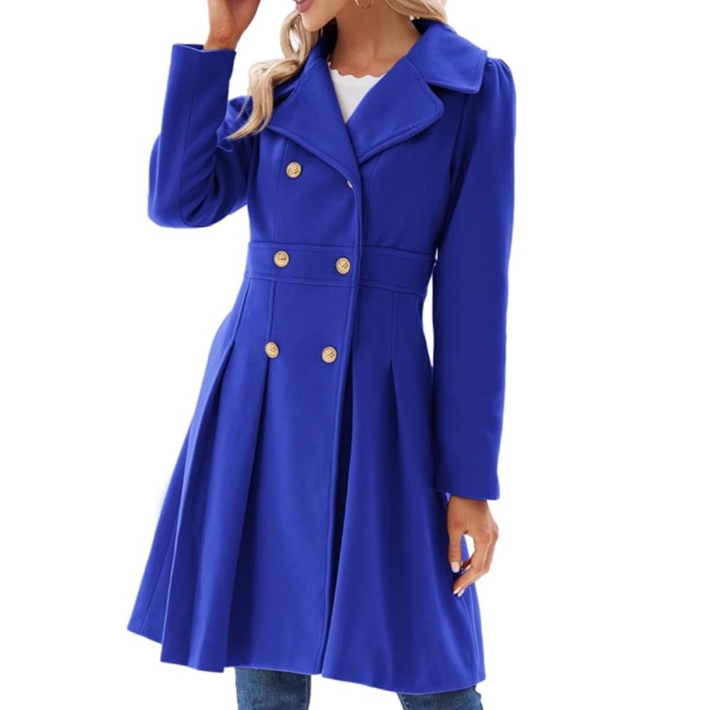GRACE KARIN‎ Double Breasted Thick A Line Pea Coats Jacket with Pockets